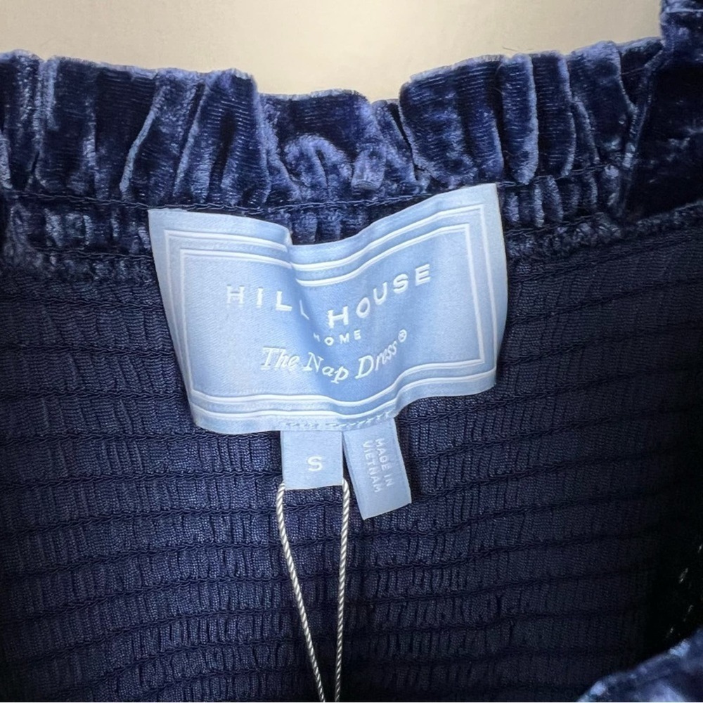 Hill House Navy Velvet Ellie Nap Dress S Holiday Midi Tired Ruched Sleeveless - Picture 11 of 14